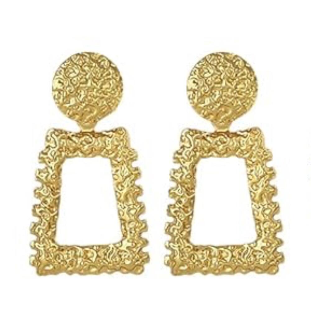 Textured Metal Drop Earrings